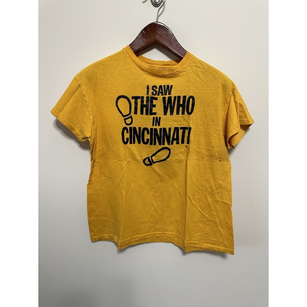 Vintage The Who Band Shirt 1979 Cincinnati Concert Disaster Concert Tee Yellow S